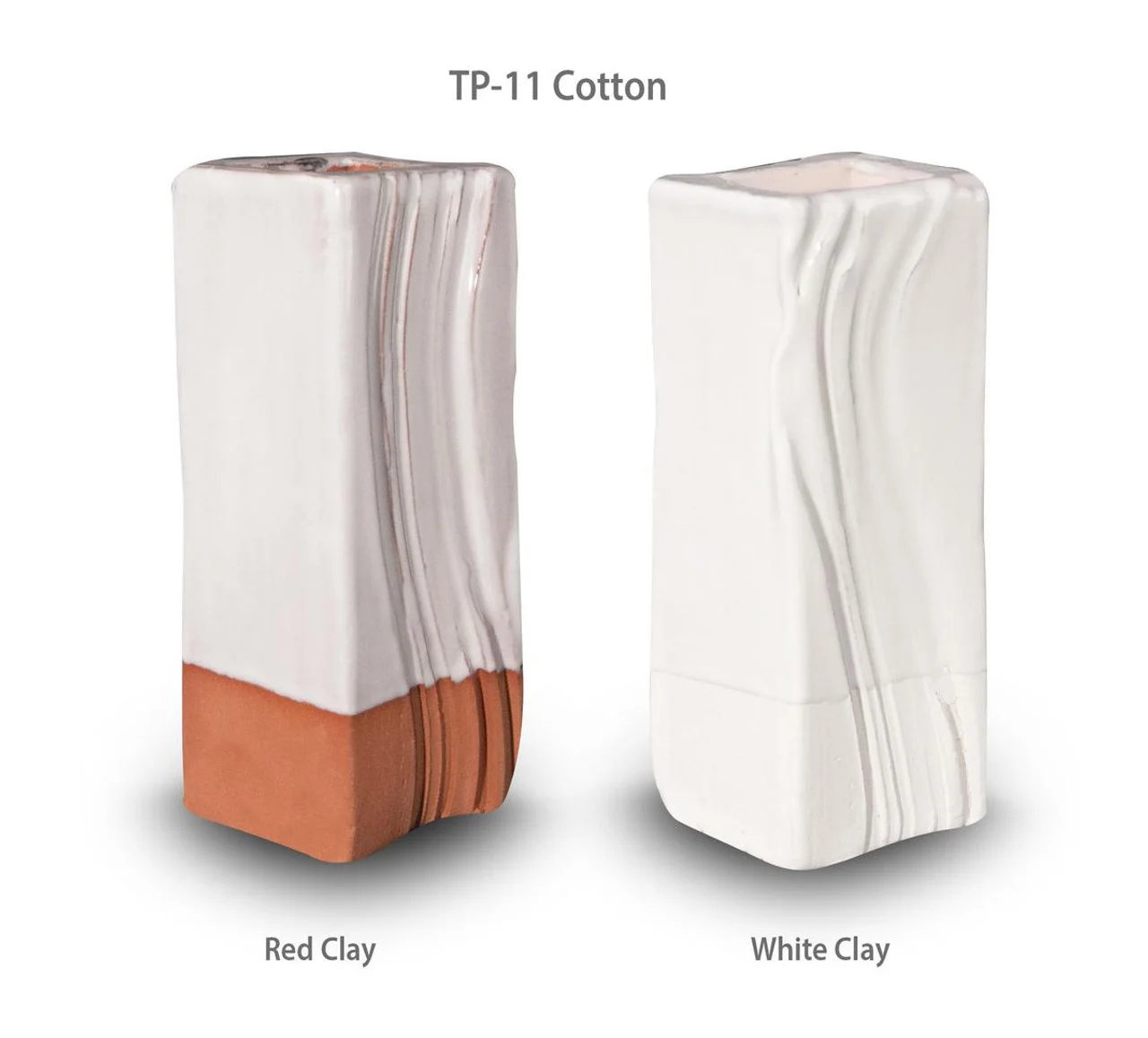 Mẫu men TP-11 Cotton màu trắng trên đất đỏ và đất trắng