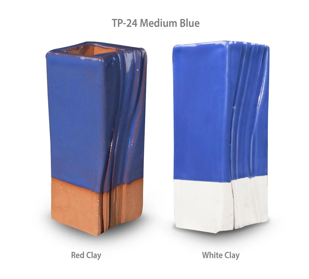 Mẫu men TP-24 Medium Blue trên đất đỏ và đất trắng