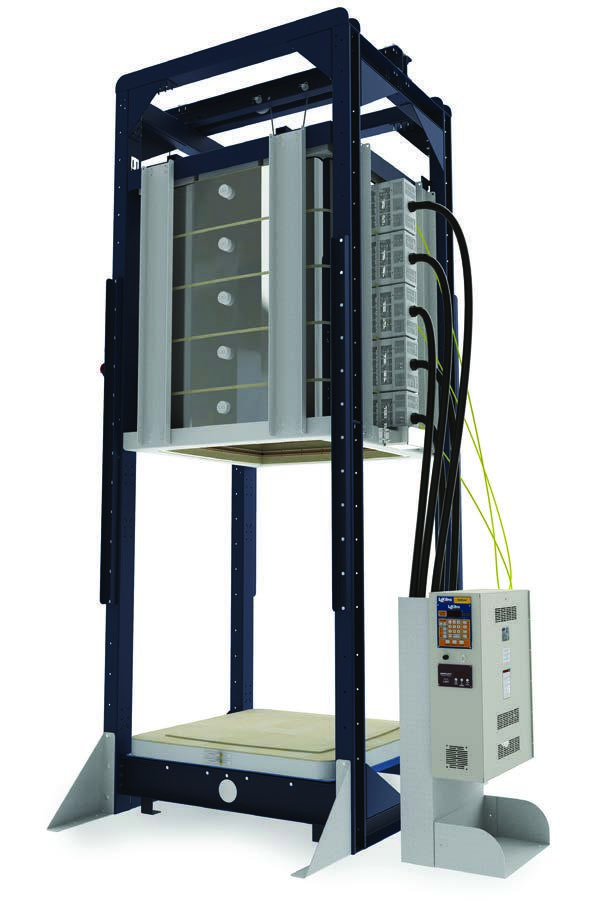 Lò nung L&L X3245-BL Bell-Lift ở vị trí nâng chụp